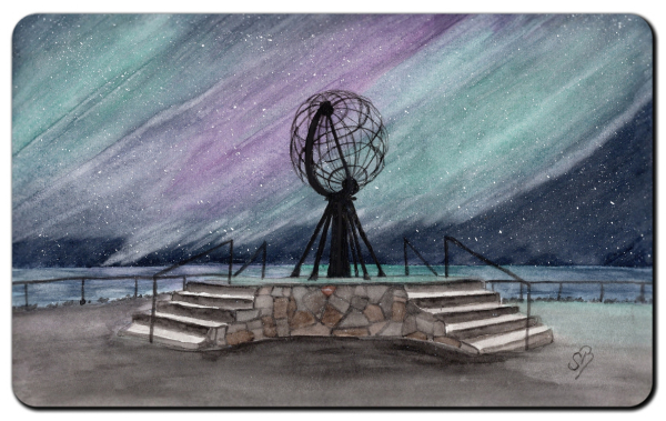 Frühstücksbrettchen Brettchen - Nordkapp Nordkap Globus Polarlichter  - NO12