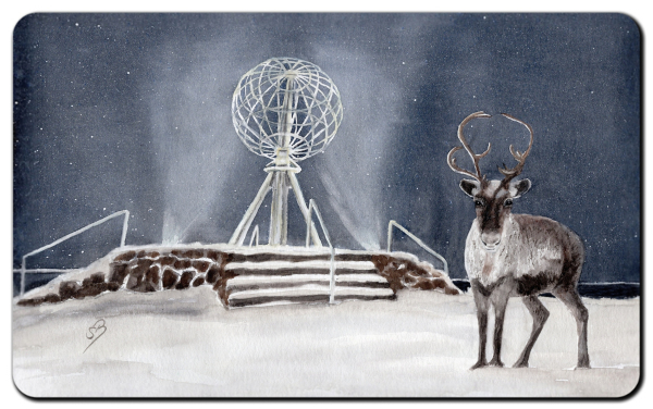 Frühstücksbrettchen Brettchen - Nordkapp Nordkap Globus Winter Rentier  - NO14