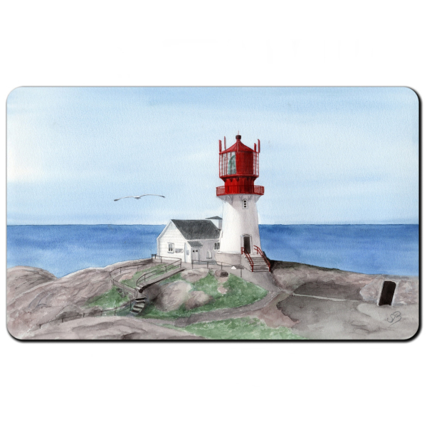 Frühstücksbrettchen Brettchen Aquarell Kunst Druck Kunstdruck Norwegen Norge Norway Leuchtturm Lindesnes Lindesnesfyr