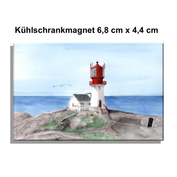 Kühlschrankmagnet Aquarell Kunst Druck Kunstdruck Norwegen Norge Norway Leuchtturm Lindesnes Fyr Lindesnesfyr