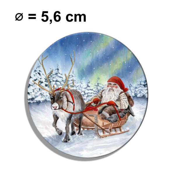 Fridge magnet with bottle opener watercolor art print Norway Norge Christmas Santa Claus Julenisse Poarlights