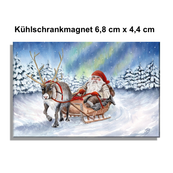 Fridge magnet watercolor art print Norway Norge Christmas Santa Claus Julenissen - NO9