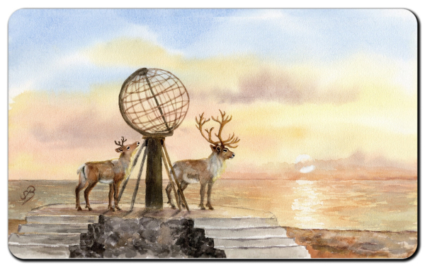 Frühstücksbrettchen Brettchen - Nordkapp Nordkap Globus Mittsommer Rentier – NO19