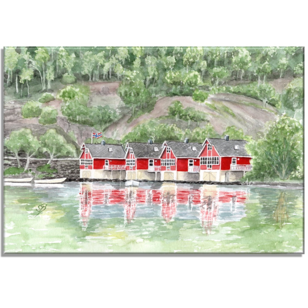 Stretcher frame canvas 40 x 30 cm watercolor art print Norway Norge Aurlandsfjord - Flåm Flam - NO27