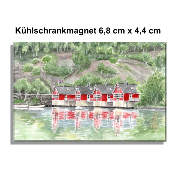 Fridge magnet watercolor art print Norway Norge Aurlandsfjord - Flåm Flam