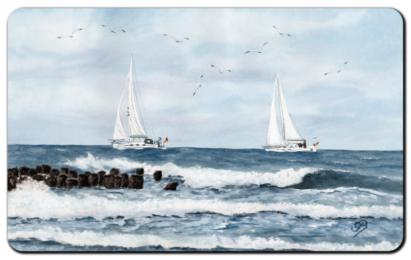 Frühstücksbrettchen Brettchen - Segelschiffe mit Möwen - Norderney5