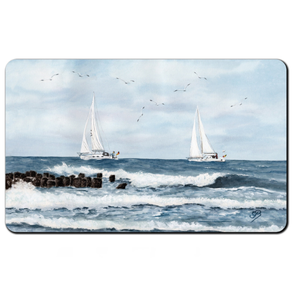 Frühstücksbrettchen Brettchen Aquarell Maritim Kunst Druck Kunstdruck  Schiff Segelschiff Schulschiff