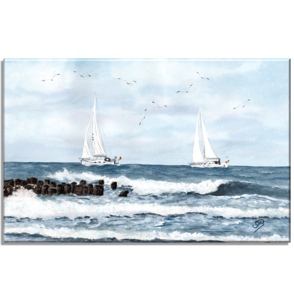 Leinwand 30 x 20 cm Keilrahmen Canvas-Leinen Aquarell Maritim Kunst Druck Kunstdruck Schiff Segelschiff Schulschiff