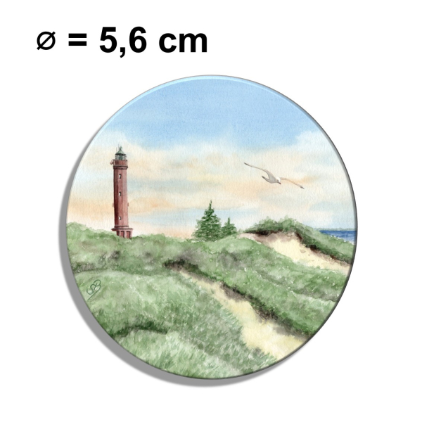 Kühlschrankmagnet m. Flaschenöffner Aquarell Maritim Kunst Druck Kunstdruck Nordsee Norderney Leuchtturm Insel Strand