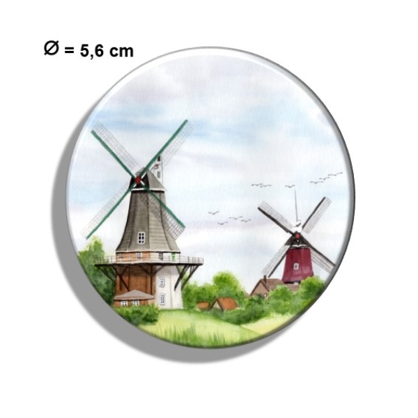 Kühlschrankmagnet m. Flaschenöffner Aquarell Maritim Kunst Druck Kunstdruck Nordsee Ostfriesland Greetsiel Mühle Mühlen Windmühle Windmühlen