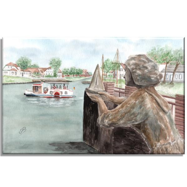 Leinwand 40 x 30 cm Keilrahmen Canvas-Leinen Carolinensiel - Caroline mit Raddampfer - OFL13