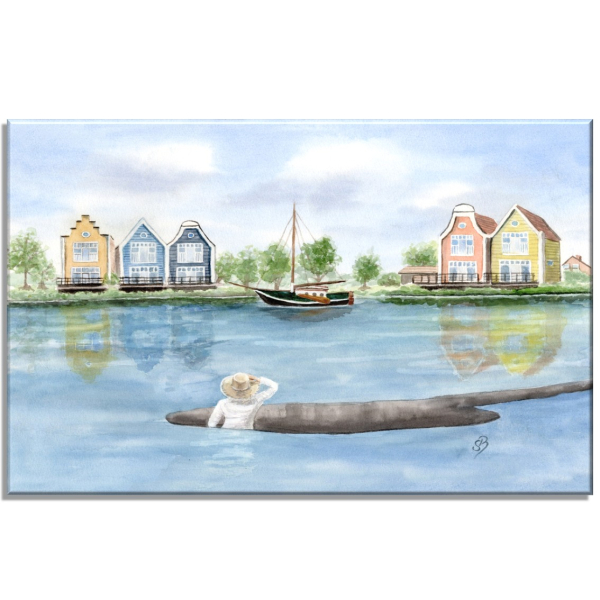 Leinwand 30 x 20 cm Keilrahmen Canvas-Leinen   Fischerboot Fischerhäuschen  Neuharlingersiel OFL14