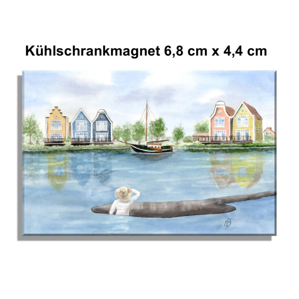 Kühlschrankmagnet Aquarell Maritim Kunst Druck Kunstdruck Nordsee Ostfriesland Fischerboot Fischerhäuschen  Neuharlingersiel OFL14