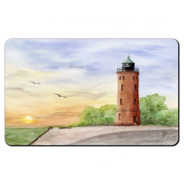 Frühstücksbrettchen Brettchen  Aquarell Maritim Kunst Druck Kunstdruck Nordsee St. Peter Ording SPO Westerhever Leuchtturm Meer Strand