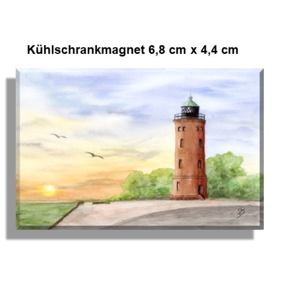 Kühlschrankmagnet   Aquarell Maritim Kunst Druck Kunstdruck Nordsee St. Peter Ording SPO Westerhever Leuchtturm Meer Strand