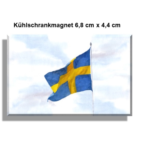 Kühlschrankmagnet  Aquarell Aquarell Maritim Kunst Druck Kunstdruck Nordsee Flagge Schweden - SW11