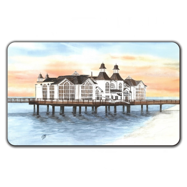 Breakfast Board  Watercolor Maritime Art Print Baltic Sea Island Rügen Seabridge Sellin Bridge