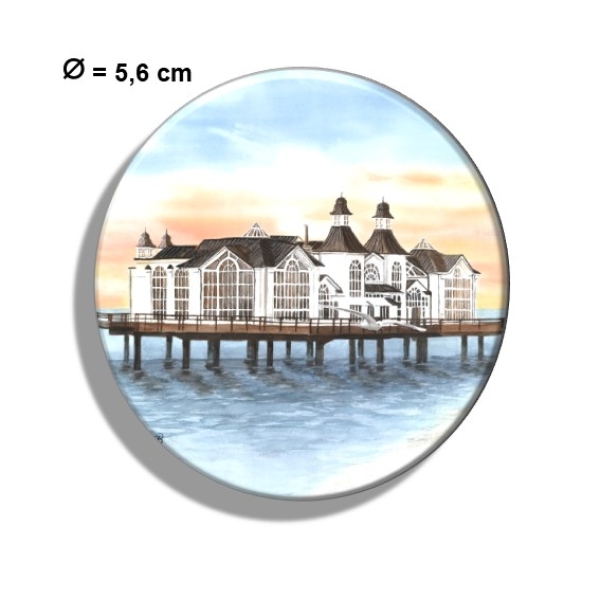 Kühlschrankmagnet m. Flaschenöffner Aquarell Maritim Kunst Druck Kunstdruck Ostsee Rügen Seebrücke Sellin Brücke Steg