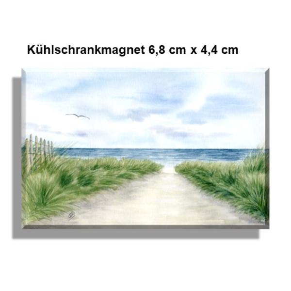 Kühlschrankmagnet  Aquarell Maritim Kunst Druck Kunstdruck Dänemark Nordsee Ostsee Dünen Meer Strand Sylt