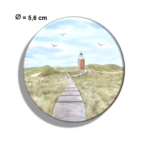 Kühlschrankmagnet m. Flaschenöffner  Aquarell Kunst Maritim Druck Kunstdruck Leuchtturm Rotes Kliff Kampen Sylt Nordsee Meer Strand Dünen