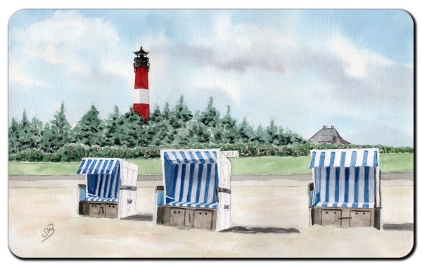 Frühstücksbrettchen Brettchen - Leuchtturm Hörnum mit Strandkorb - Sylt 20