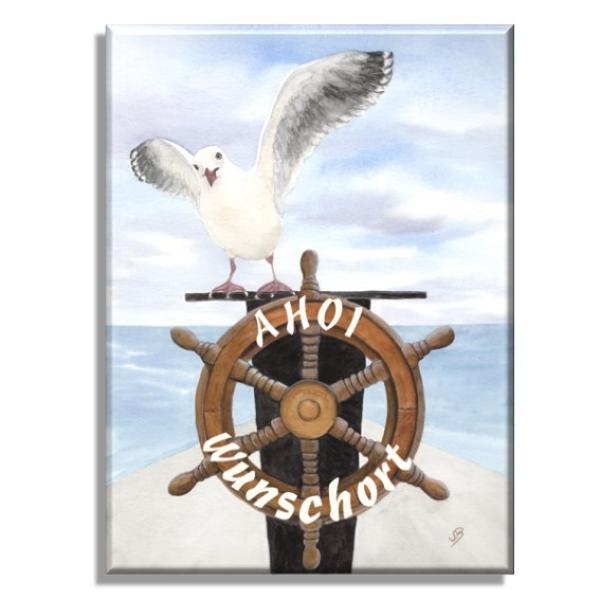 Stretcher frame canvas 30 x 20 cm linen  Watercolor Maritime Art Print North Sea Baltic Sea Denmark Seagull Beach