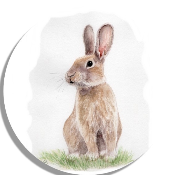 Untersetzer Glasuntersetzer rund 9,5 cm   Aquarell Kunst Druck Kunstdruck Hase Kaninchen Ostern Frühling Osterhase