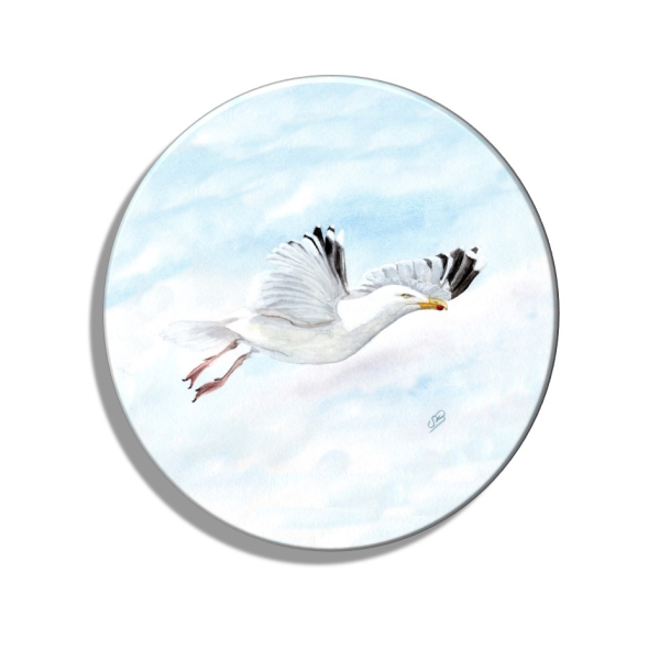 Kühlschrankmagnet m. Flaschenöffner  Aquarell Maritim Kunst Druck Kunstdruck Dänemark Nordsee Ostsee Möwe im Flug - T10