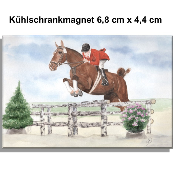 Fridge magnet watercolor art print Show jumper - competition horse