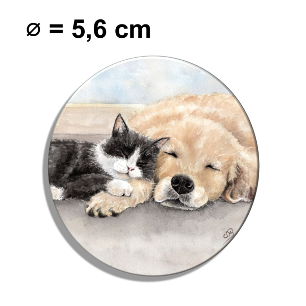 Kühlschrankmagnet m. Flaschenöffner Aquarell Kunst Druck Kunstdruck Katze und Hund - T15