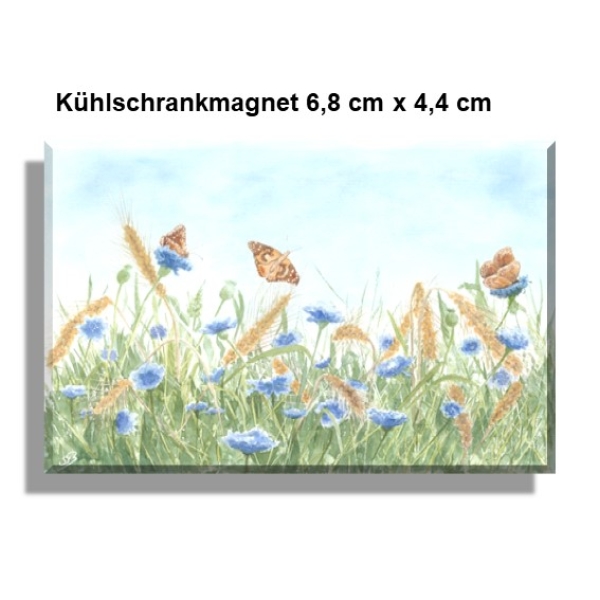 Fridge magnet watercolor art print butterfly butterflies flowers wildflower meadow