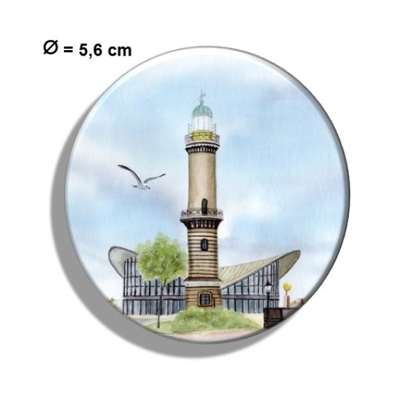 Kühlschrankmagnet m. Flaschenöffner Aquarell Maritim Kunst Druck Kunstdruck Ostsee Leuchtturm Warnemünde Rostock