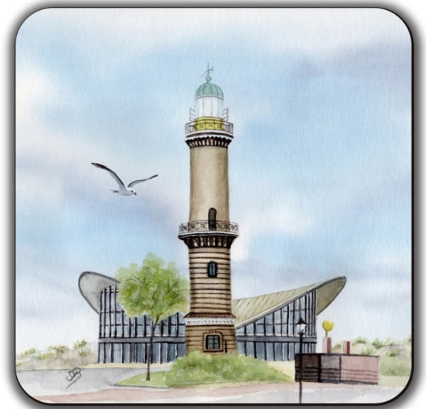 Coasters glass coasters 9,5 x  9,5 cm Warnemünde - At the lighthouse WA12