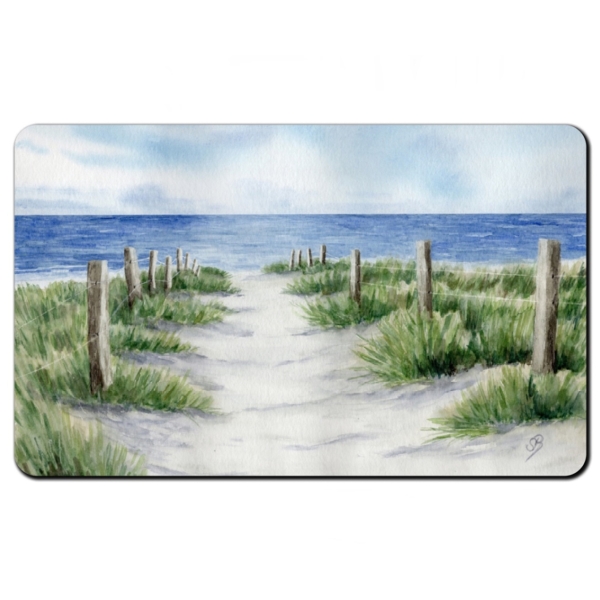 Frühstücksbrettchen Brettchen Strandweg  Aquarell Maritim Kunst Druck Kunstdruck Dänemark Nordsee Ostsee Dünen Meer Strand