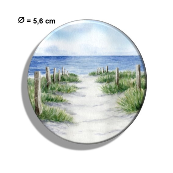 Kühlschrankmagnet m. Flaschenöffner Strandweg Aquarell Maritim Kunst Druck Kunstdruck Dänemark Nordsee Ostsee Dünen Meer Strand