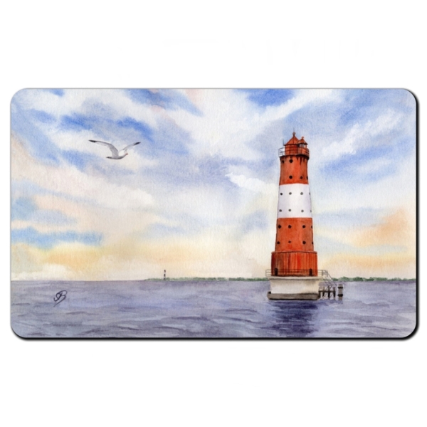 Frühstücksbrettchen Brettchen Aquarell Maritim Kunst Druck Kunstdruck Nordsee Wilhelmshaven Leuchtturm Arngast