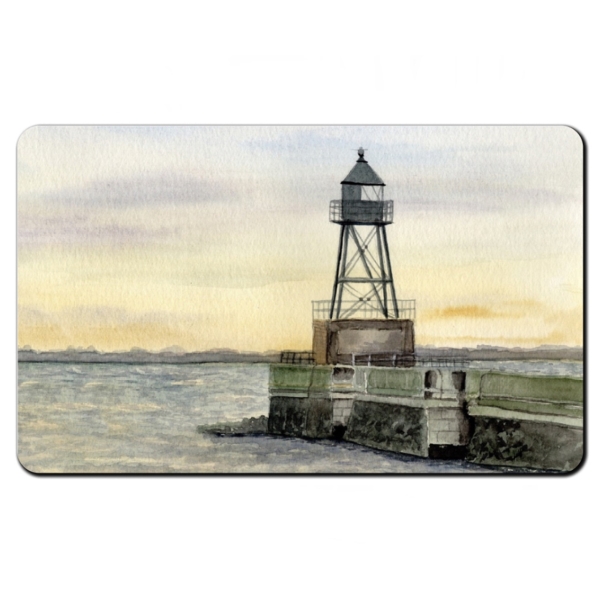 Breakfast Board  Watercolor Maritime Art Print North Sea Wilhelmshaven Lighthouse Pier Mole