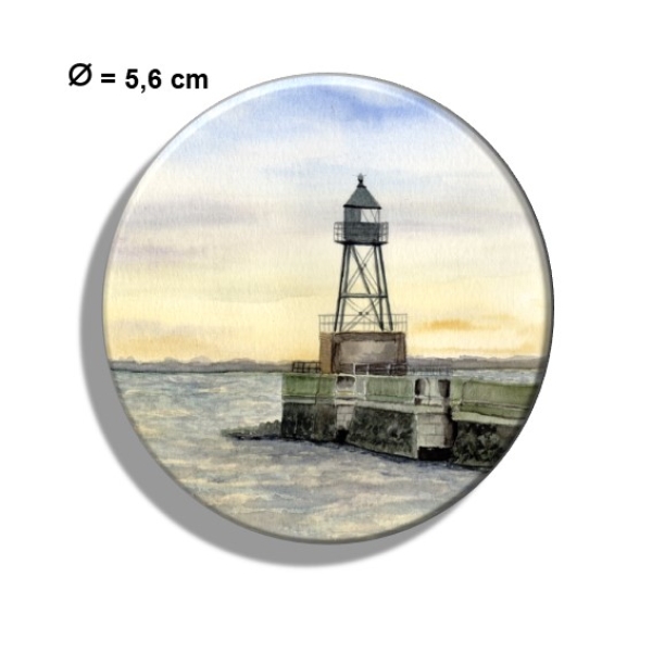Fridge magnet with bottle opener Watercolor Maritime Art Print North Sea Wilhelmshaven Lighthouse Pier Mole