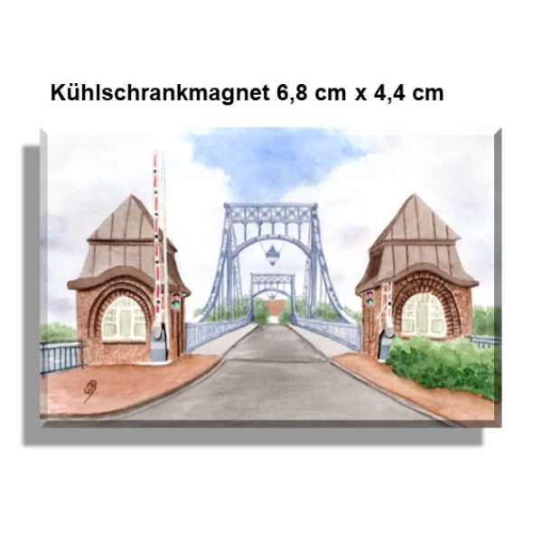 Kühlschrankmagnet Aquarell Maritim Kunst Druck Kunstdruck Nordsee Wilhelmshaven Kaiser-Wilhelm-Brücke