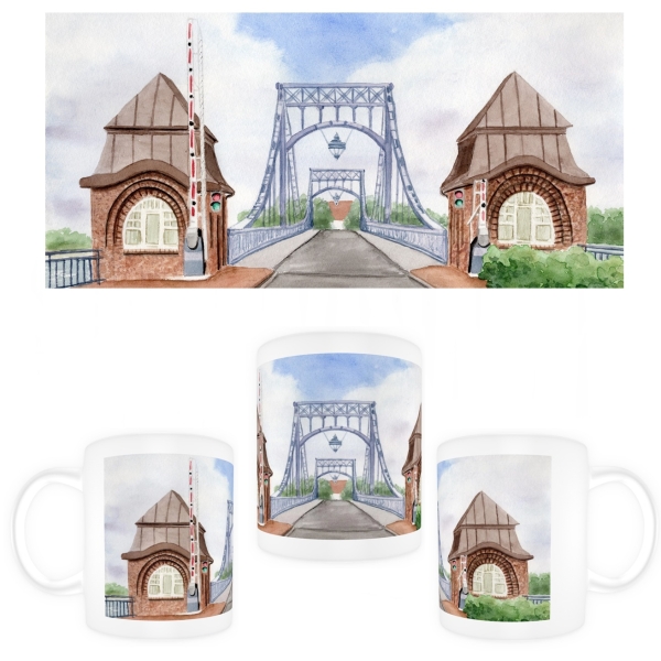 Tasse Becher Kaffeebecher Aquarell Maritim Kunst Druck Kunstdruck Nordsee Wilhelmshaven  Kaiser-Wilhelm-Brücke