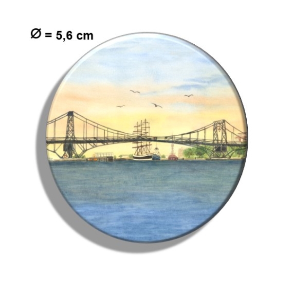 Fridge magnet with bottle opener Watercolor Maritime Art Print North Sea Wilhelmshaven Kaiser Wilhelm Bridge