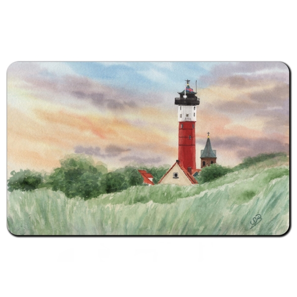 Frühstücksbrettchen Brettchen Aquarell Maritim Kunst Druck Kunstdruck Nordsee Alter Leuchtturm Wangerooge - WG1