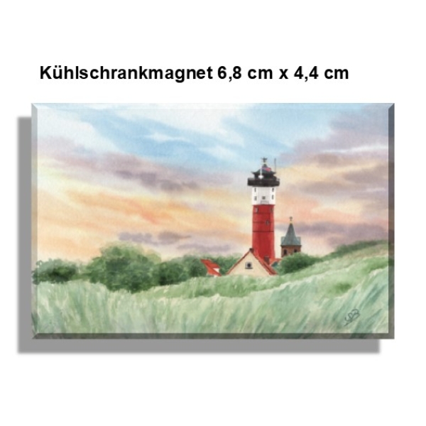 Fridge magnet Watercolor Maritime Art Print North Sea Old Lighthouse Wangerooge - WG1