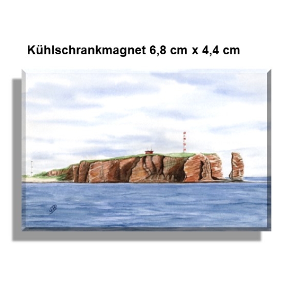 Kühlschrankmagnet  Aquarell Maritim Kunst Druck Kunstdruck Nordsee Insel Helgoland Basstölpel Vögel Lange Anna Felsen