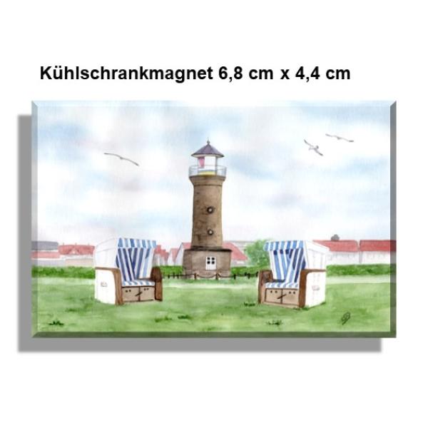 Kühlschrankmagnet  Aquarell Maritim Kunst Druck Kunstdruck Nordsee Juist Leuchtturm Insel