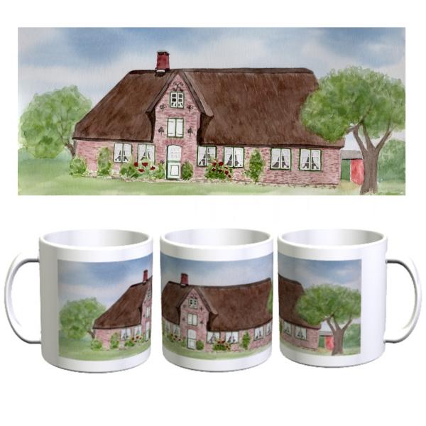 Cup Coffee Cup Mug Watercolor Maritime Art Print North Sea Amrum Island Öömrang House Museum