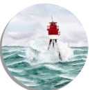 Coasters Glass coasters around 9.5 cm  Borkum18 Fischerbalje beacon