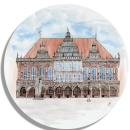 Untersetzer Glasuntersetzer 9,5 x 9,5 cm Rathaus Bremen9