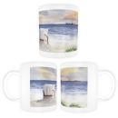 Tasse Becher Kaffeebecher Strandkorb Sonnenuntergang CUX14