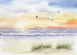 Postkarte DIN-A6 Sonnenuntergang Strand DK16